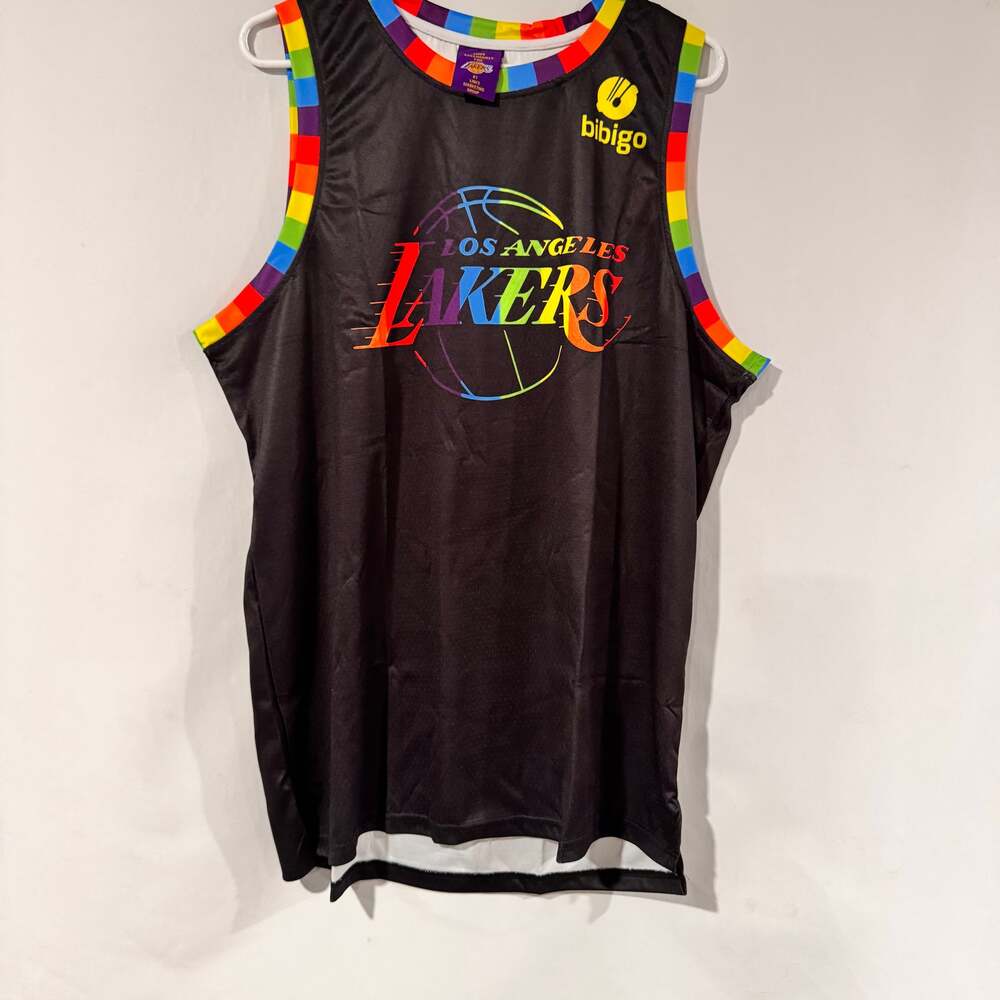 Los Angeles Lakers Pride Night #1 Jersey Black with Rainbow Trim - Men's XL